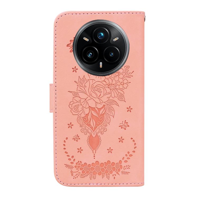 For Realme 14 Pro+ Butterfly Rose Embossed Leather Phone Case