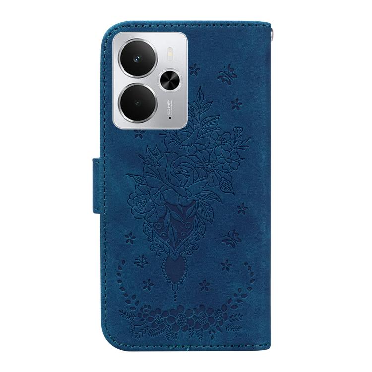 For Realme 14 Butterfly Rose Embossed Leather Phone Case