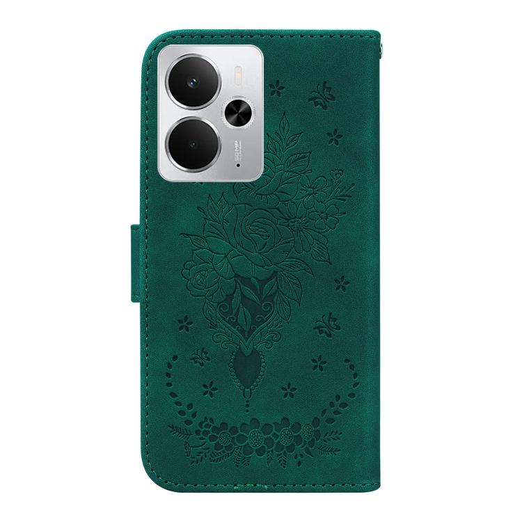 For Realme 14 Butterfly Rose Embossed Leather Phone Case