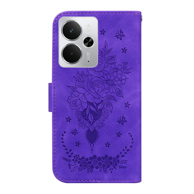 For Realme 14 Butterfly Rose Embossed Leather Phone Case