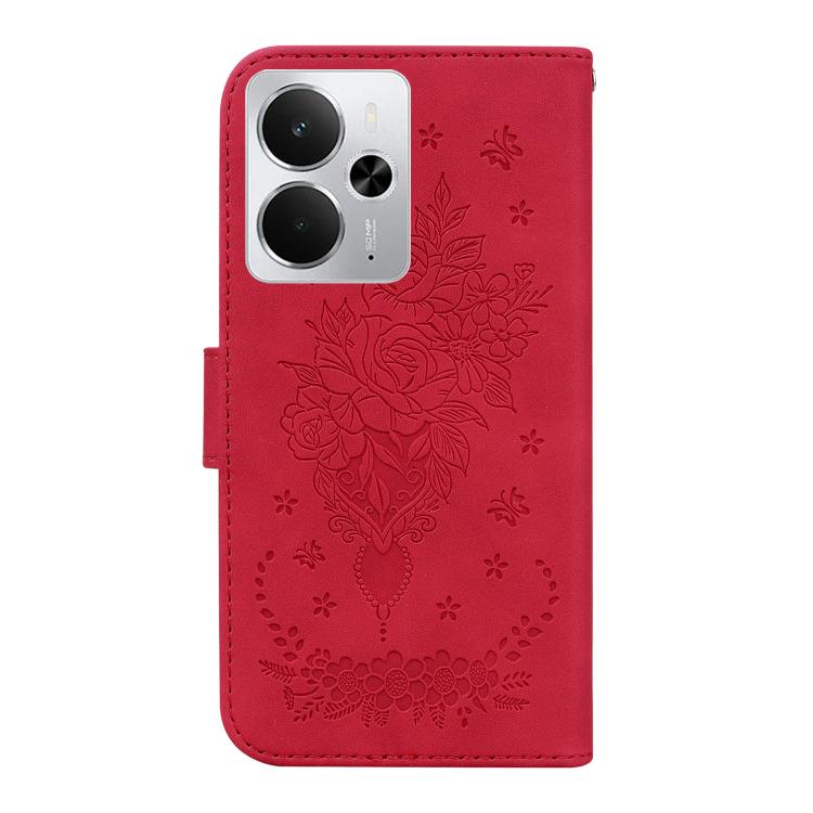 For Realme 14 Butterfly Rose Embossed Leather Phone Case