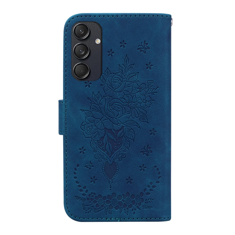 For Samsung Galaxy M55 Butterfly Rose Embossed Leather Phone Case