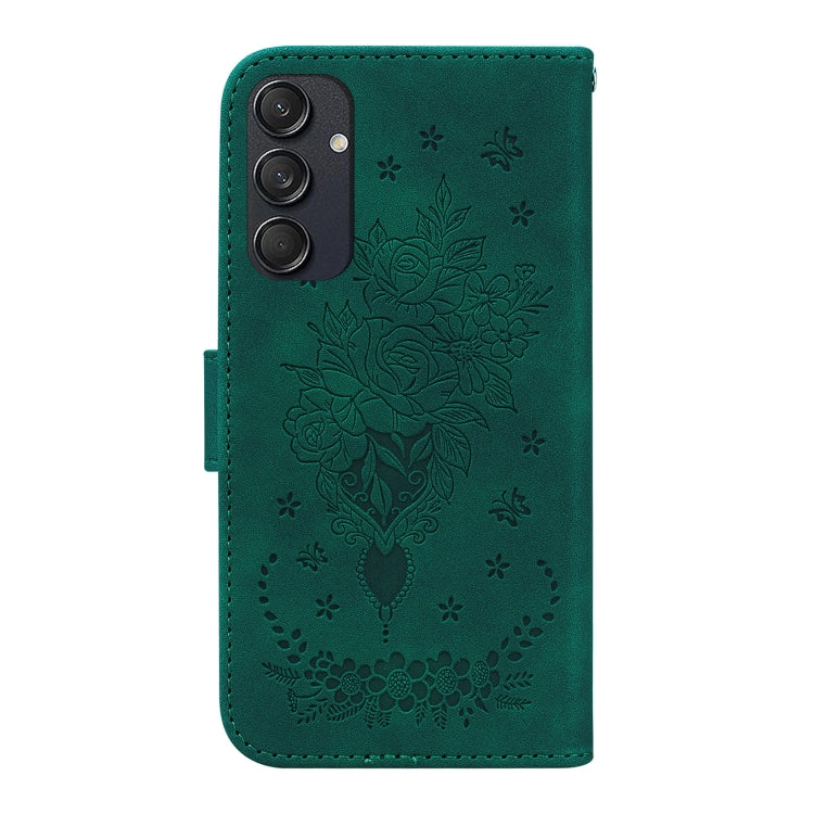For Samsung Galaxy M55 Butterfly Rose Embossed Leather Phone Case