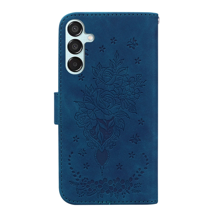 For Samsung Galaxy M15/F15 Butterfly Rose Embossed Leather Phone Case