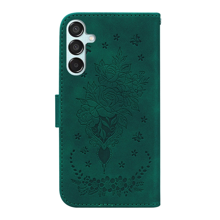 For Samsung Galaxy M15/F15 Butterfly Rose Embossed Leather Phone Case