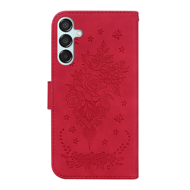 For Samsung Galaxy M15/F15 Butterfly Rose Embossed Leather Phone Case