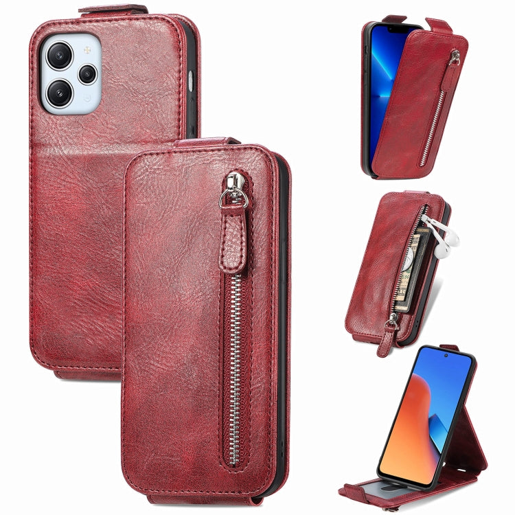 For Xiaomi Redmi 12 Zipper Wallet Vertical Flip Leather Phone Case