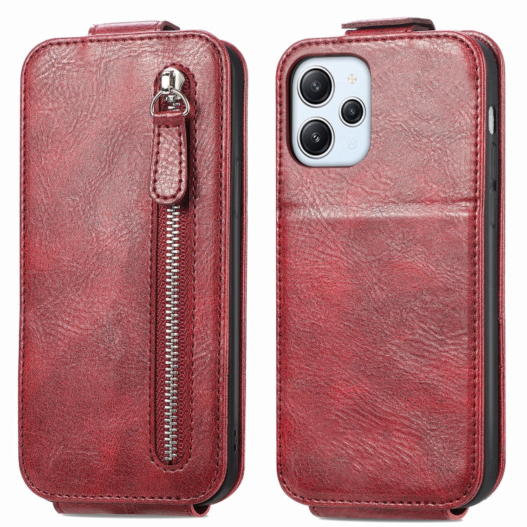 For Xiaomi Redmi 12 Zipper Wallet Vertical Flip Leather Phone Case