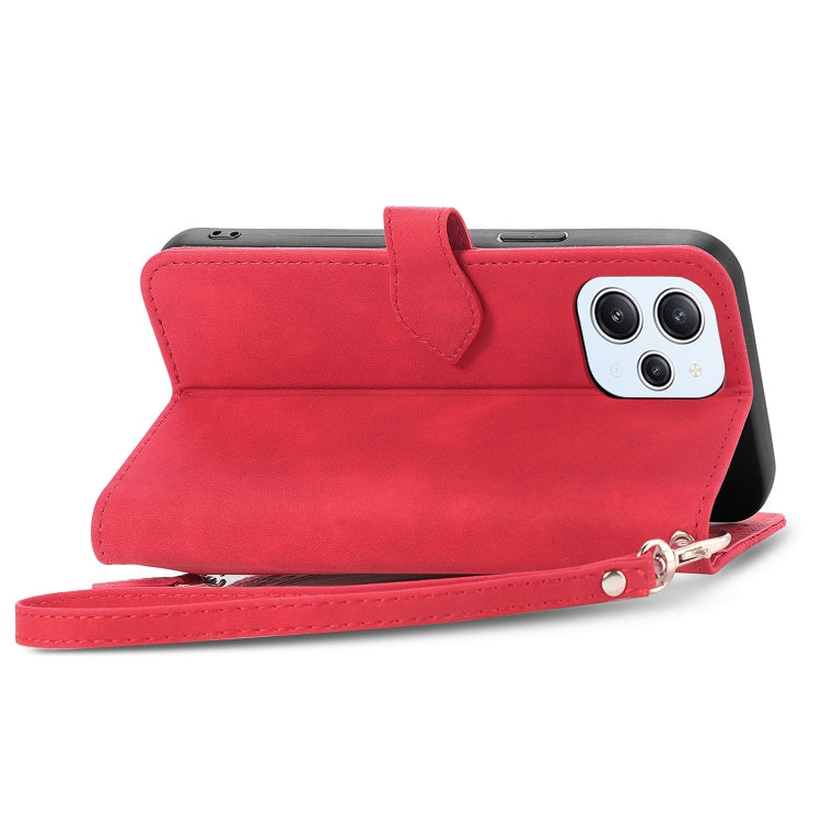 For Xiaomi Redmi 12 Embossed Flower Zipper Leather Phone Case