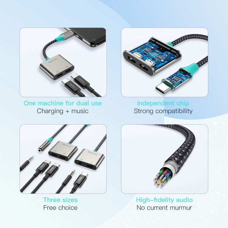 TOTU AD-6 USB-C/Type-C to Dual USB-C/Type-C Audio Adapter