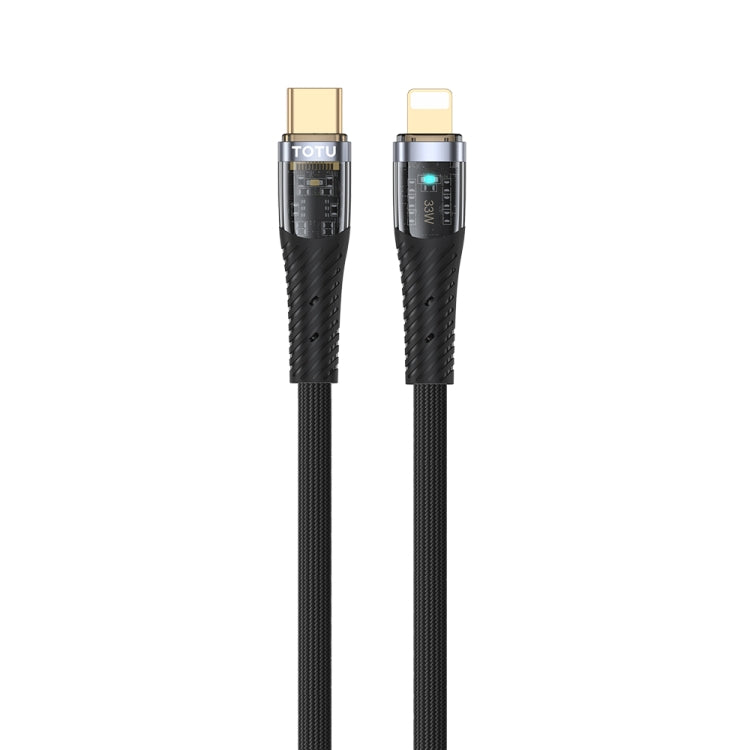 TOTU CB-8-PD 33W USB-C/Type-C to 8 Pin Transparent Braided Data Cable, Length: 1.5m
