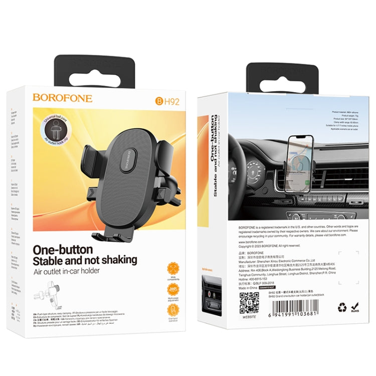 Borofone BH92 Grand One-button Air Outlet Car Holder(Black)