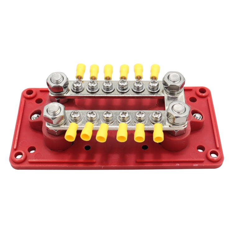 CP-3160 1 Pair 300A 12-48V RV Yacht Modified Double Row 12-way M6 Terminal Busbar with 24pcs Terminals