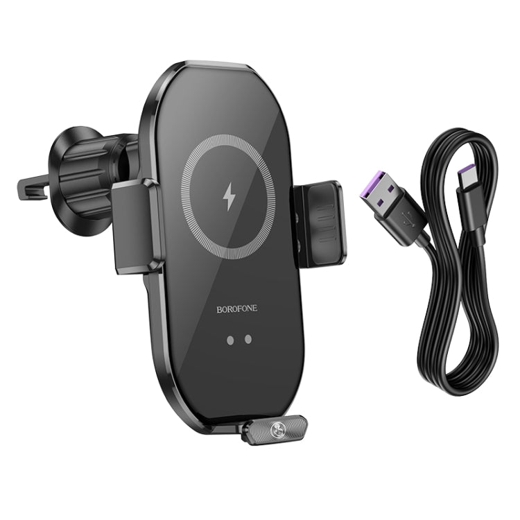 Borofone BH205 Rusher Infrared Wireless Fast Charging Air Outlet Car Holder(Black)