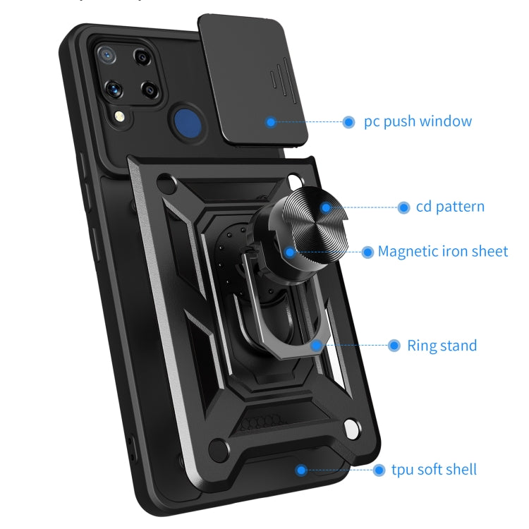 For Realme C25 / C15 Sliding Camera Cover Design TPU+PC Phone Case