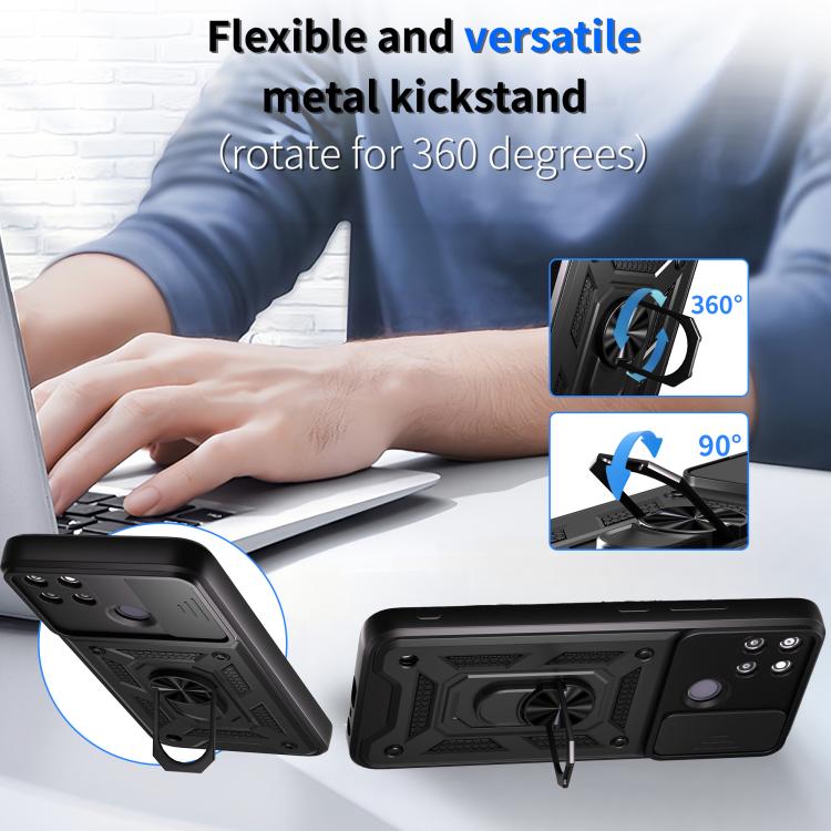 For Realme C21Y / C25Y Sliding Camera Cover Design TPU+PC Phone Case