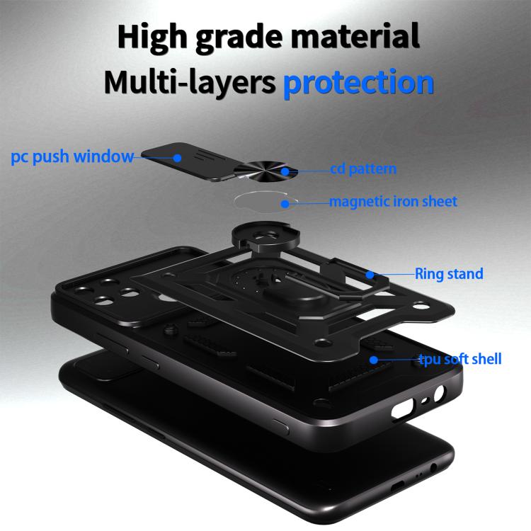 For Realme C21Y / C25Y Sliding Camera Cover Design TPU+PC Phone Case