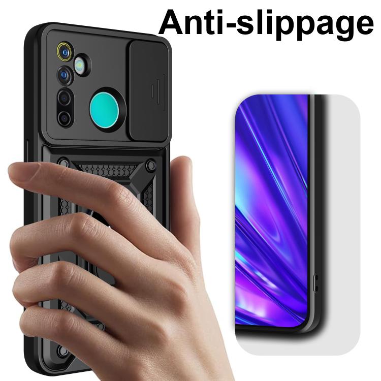 For Realme 5 Pro Sliding Camera Cover Design TPU+PC Phone Case
