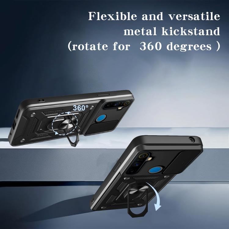 For Realme 5 Sliding Camera Cover Design TPU+PC Phone Case