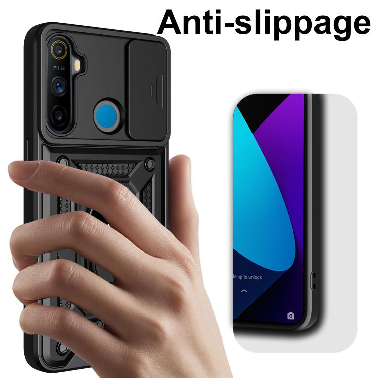 For Realme 5 Sliding Camera Cover Design TPU+PC Phone Case