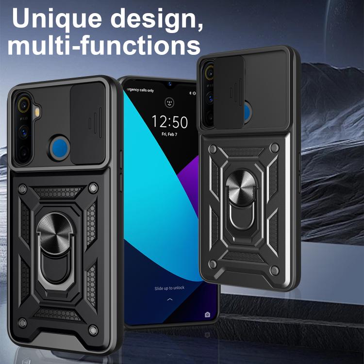 For Realme 5 Sliding Camera Cover Design TPU+PC Phone Case