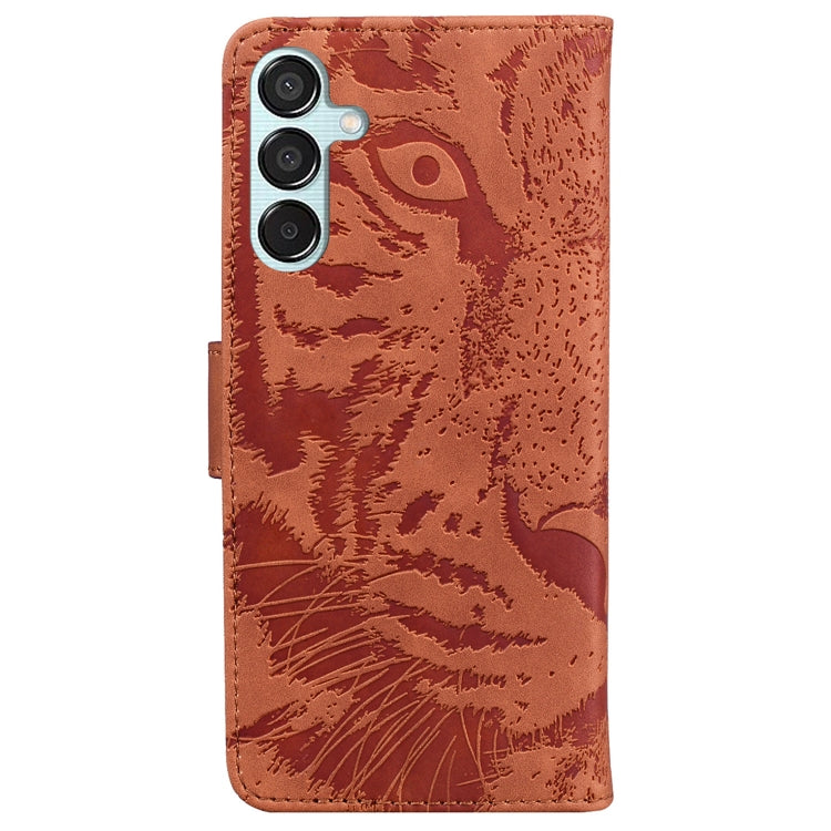 For Samsung Galaxy M15/F15 Tiger Embossing Pattern Flip Leather Phone Case