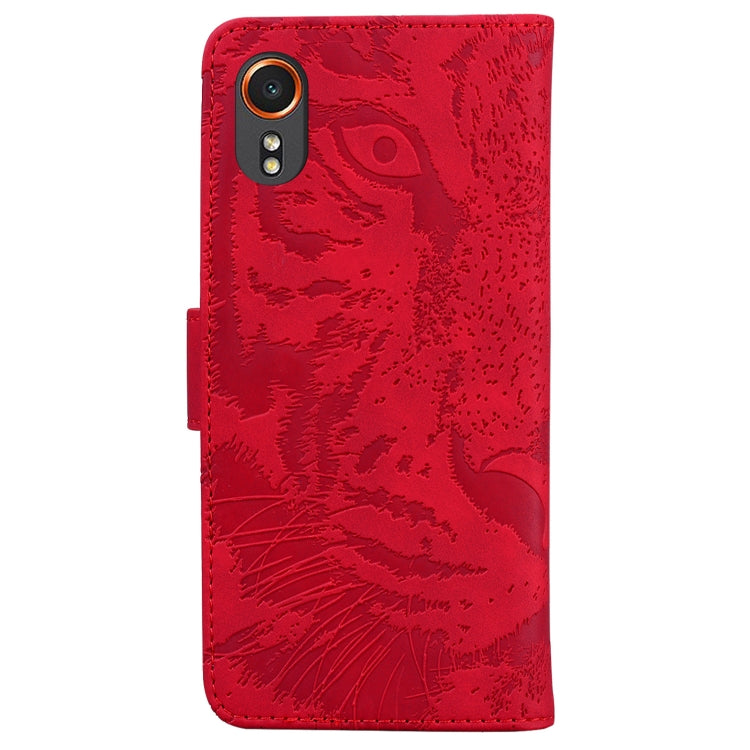 For Samsung Galaxy Xcover7 Tiger Embossing Pattern Flip Leather Phone Case