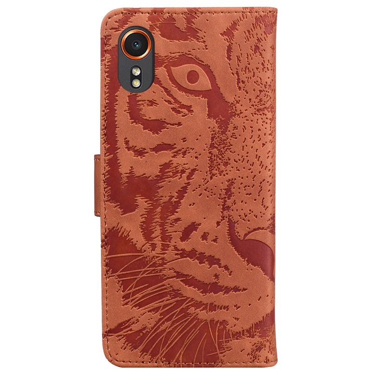 For Samsung Galaxy Xcover7 Tiger Embossing Pattern Flip Leather Phone Case