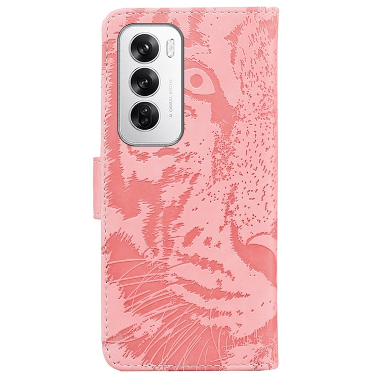 For OPPO Reno12 5G Global Tiger Embossing Pattern Flip Leather Phone Case