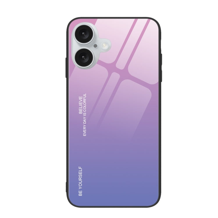 For iPhone 16 Gradient Color Glass Phone Case
