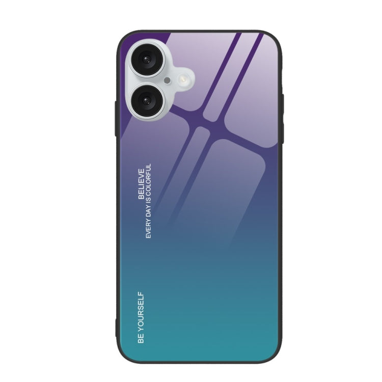 For iPhone 16 Gradient Color Glass Phone Case