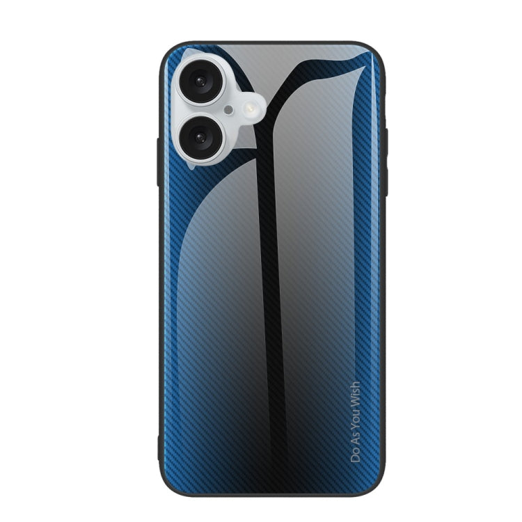 For iPhone 16 Texture Gradient Glass TPU Phone Case