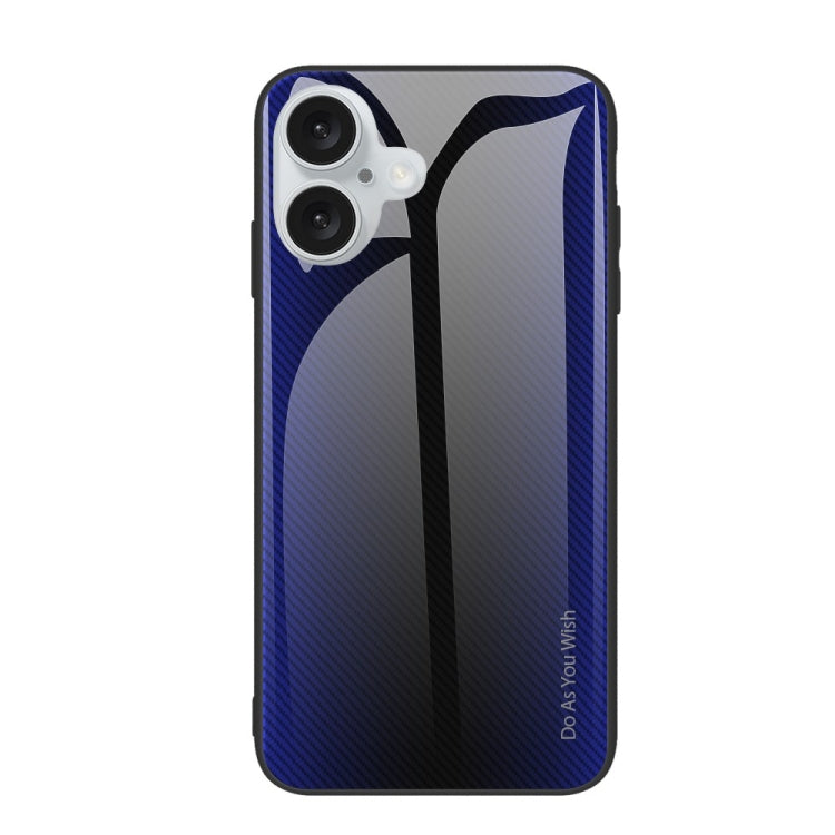 For iPhone 16 Texture Gradient Glass TPU Phone Case