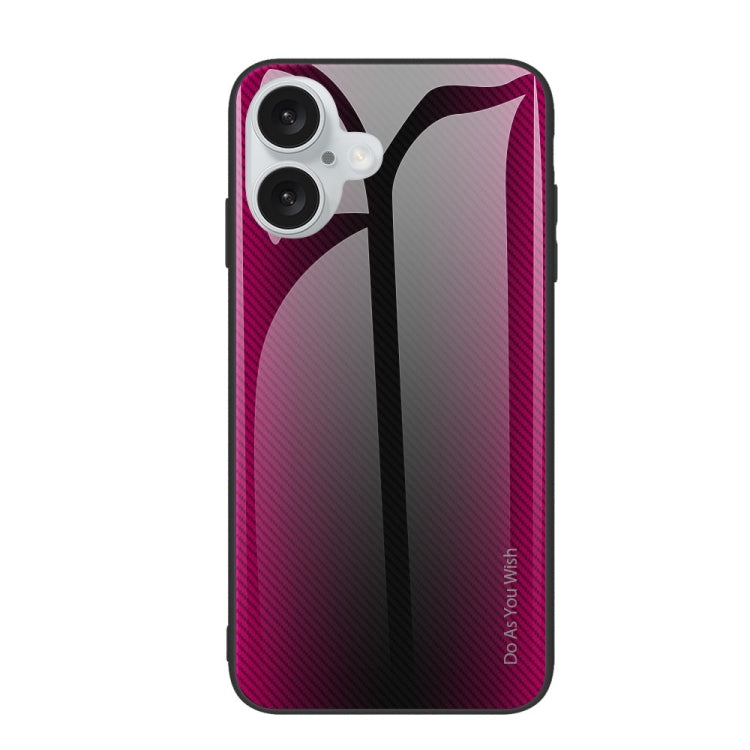 For iPhone 16 Texture Gradient Glass TPU Phone Case