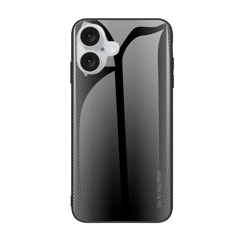 For iPhone 16 Texture Gradient Glass TPU Phone Case