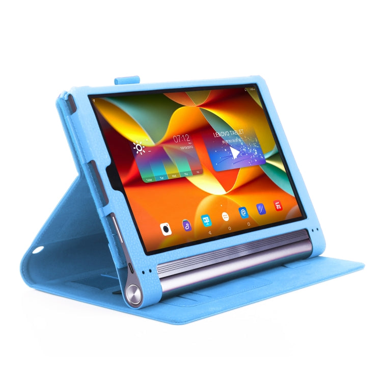 For Lenovo YOGA Tab3 Plus 10 TB-X703F / Pro 10 TB-X90F Frosted Litchi Texture PU Horizontal Flip Leather Case with Holder & Card Slots & Hand Strap