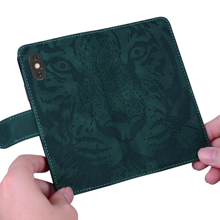 For iPhone 17e / 16e Tiger Embossing Pattern Leather Phone Case