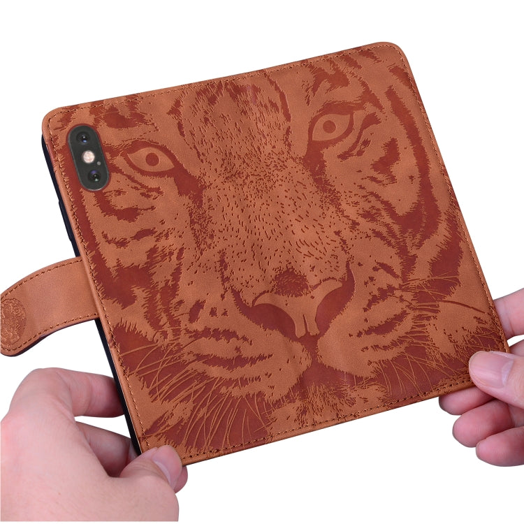 For iPhone 17e / 16e Tiger Embossing Pattern Leather Phone Case