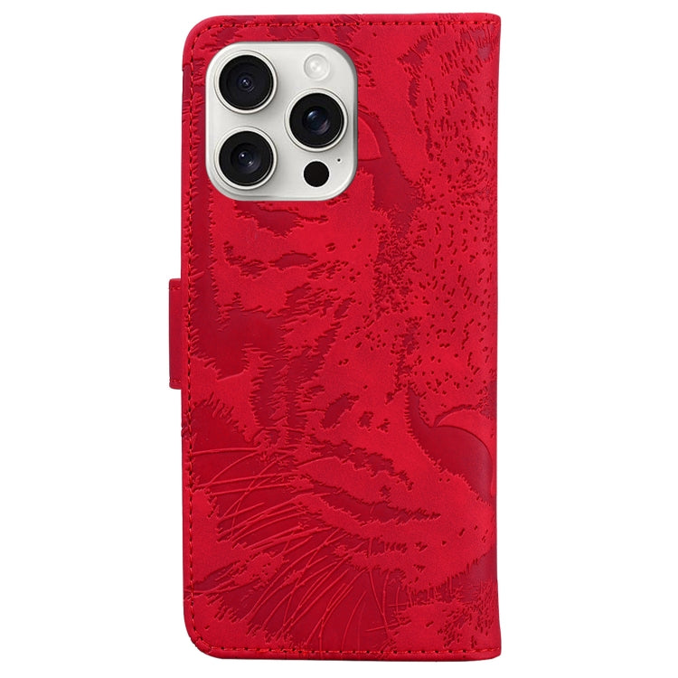 For iPhone 16 Pro Tiger Embossing Pattern Leather Phone Case