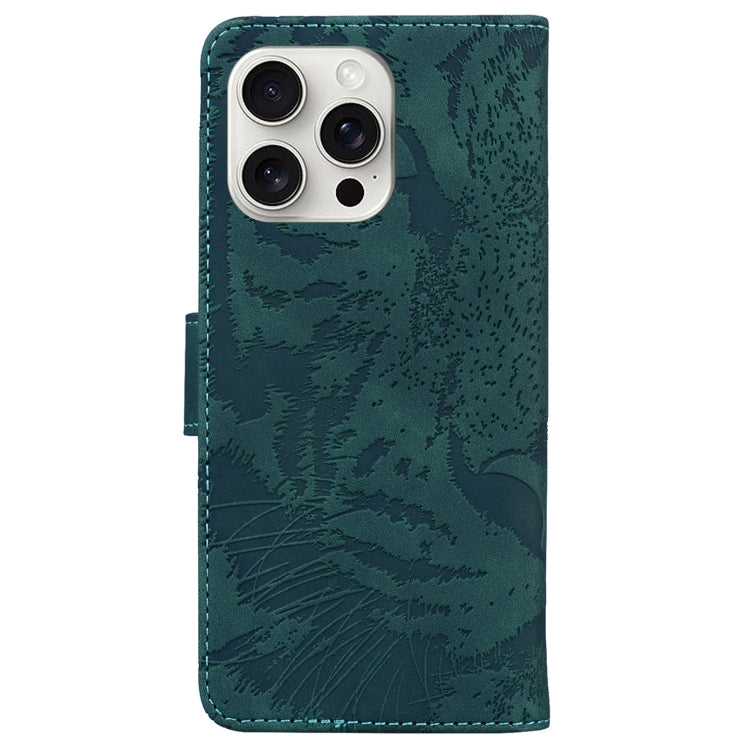 For iPhone 16 Pro Tiger Embossing Pattern Leather Phone Case
