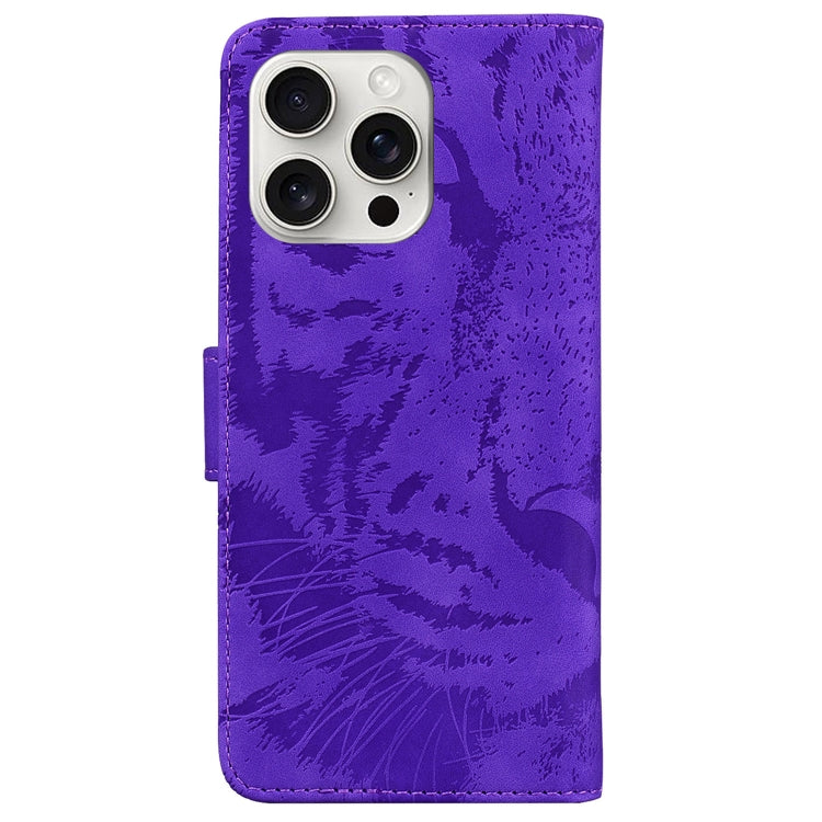 For iPhone 16 Pro Tiger Embossing Pattern Leather Phone Case