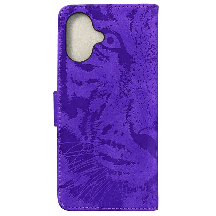 For iPhone 16 Plus Tiger Embossing Pattern Leather Phone Case