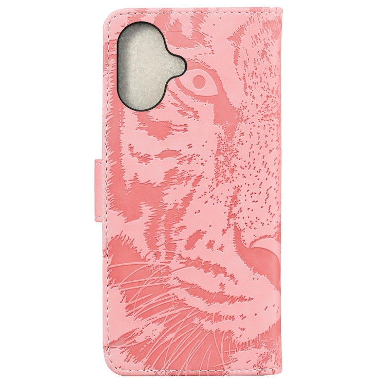 For iPhone 16 Plus Tiger Embossing Pattern Leather Phone Case