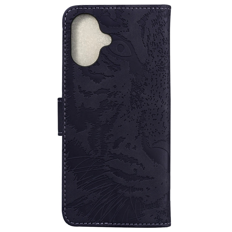 For iPhone 16 Tiger Embossing Pattern Leather Phone Case