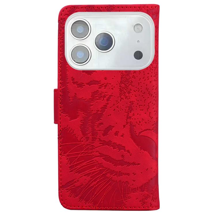 For iPhone 17 Pro Tiger Embossing Pattern Leather Phone Case