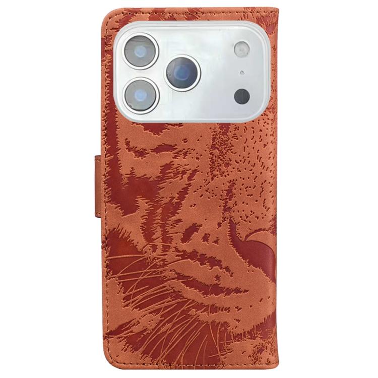 For iPhone 17 Pro Tiger Embossing Pattern Leather Phone Case