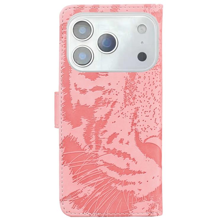 For iPhone 17 Pro Max Tiger Embossing Pattern Leather Phone Case