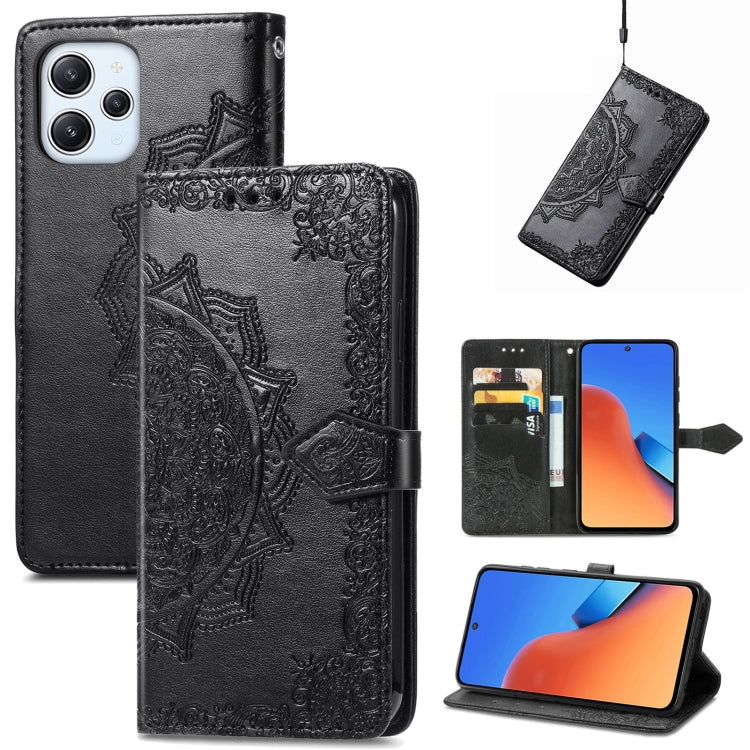 For Xiaomi Redmi 12 Mandala Flower Embossed Leather Phone Case
