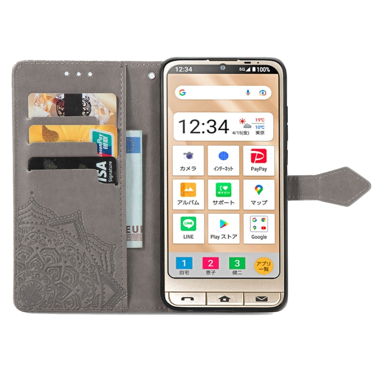 For Sharp Simple Sumaho 6 Mandala Flower Embossed Leather Phone Case