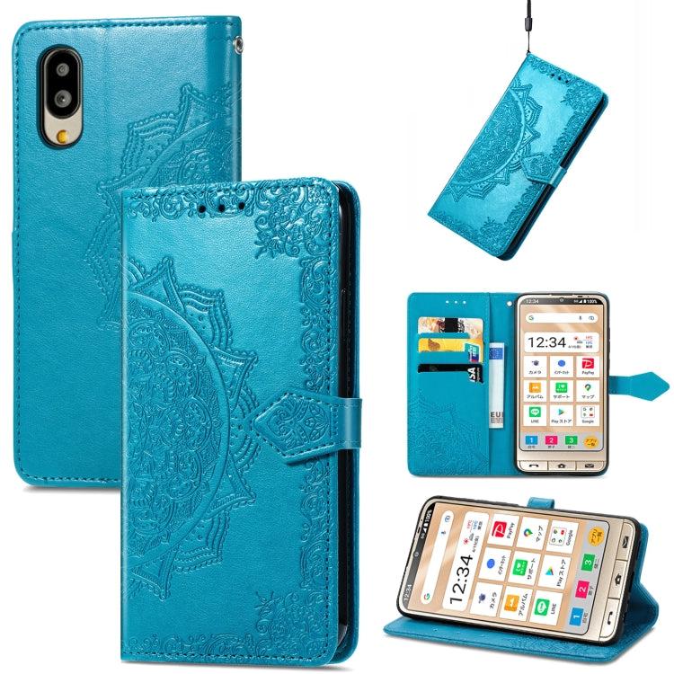 For Sharp Simple Sumaho 6 Mandala Flower Embossed Leather Phone Case